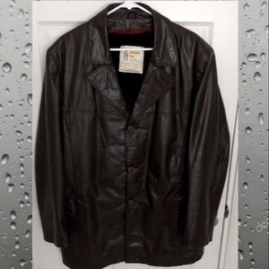 London Fog - Vintage Brown Leather Overcoat